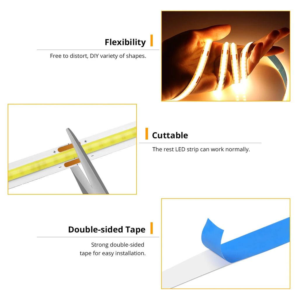 USB LED Under-Cabinet COB Light Strip with Hand-Wave Sensor