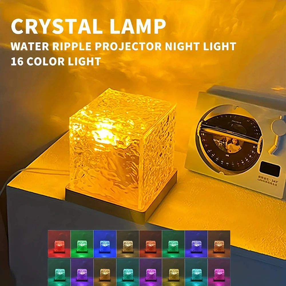 RGB Ocean Wave Projection Night Light, Rechargeable, Remote Control