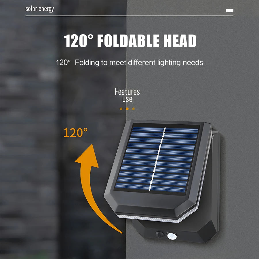 Solar Folding Wall Light with Motion Sensor, IP65