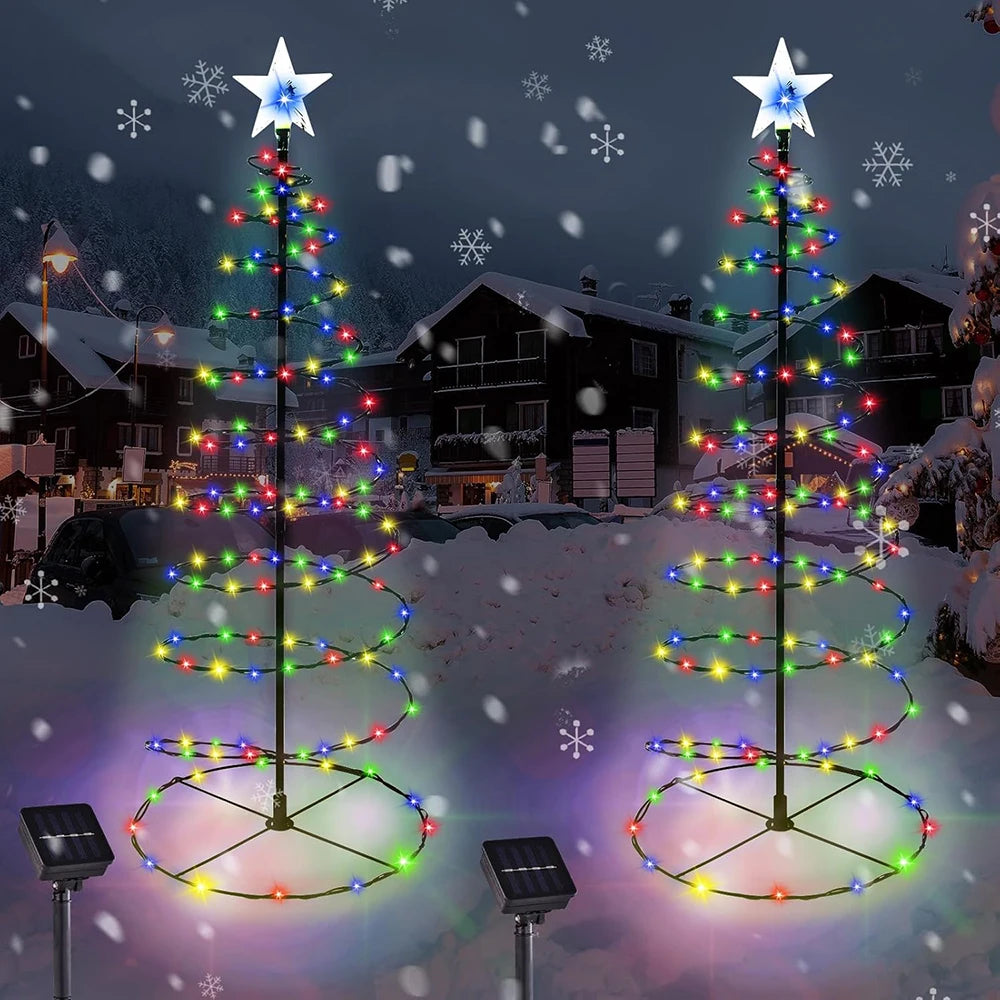Solar spiral Christmas trees
