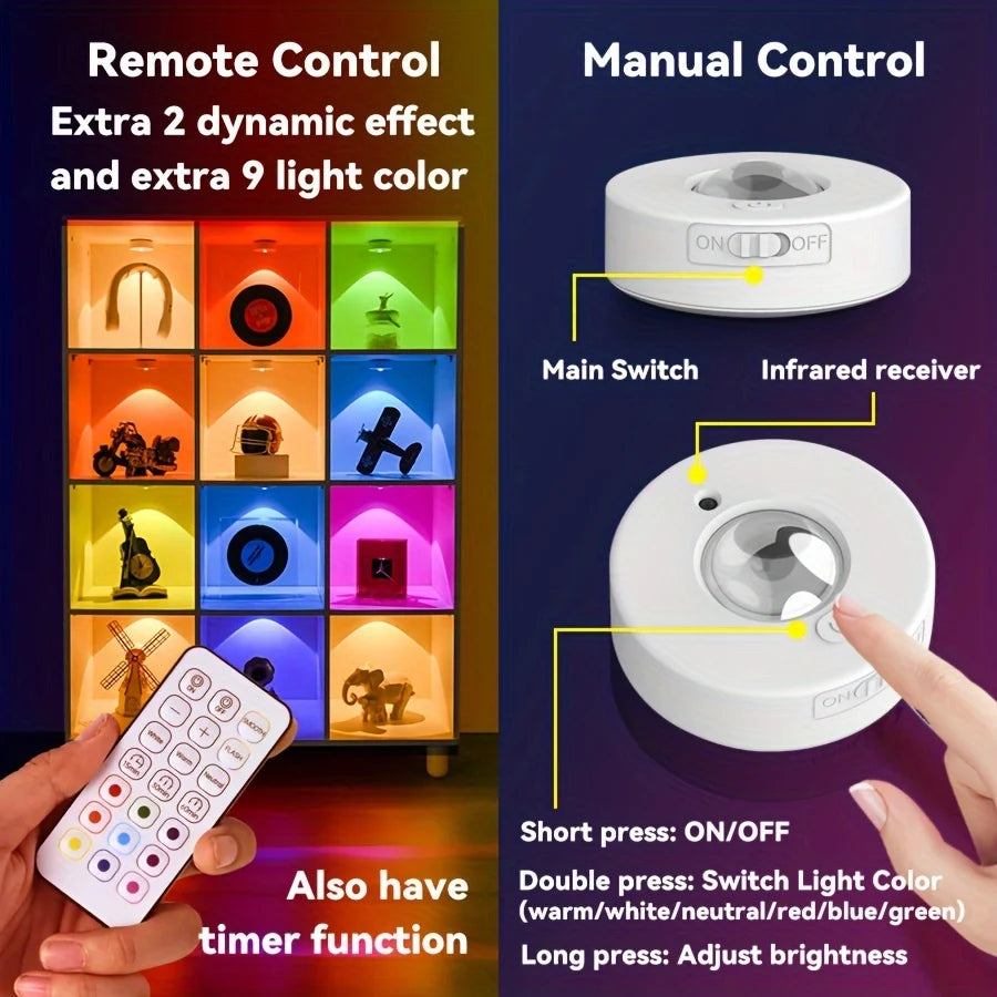 Rechargeable RGB Cabinet Light with Remote, USB-C