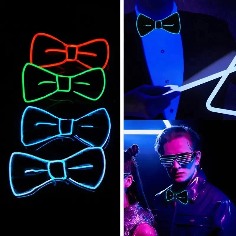Men's LED Glowing Bow Tie with EL Wire Neon Light