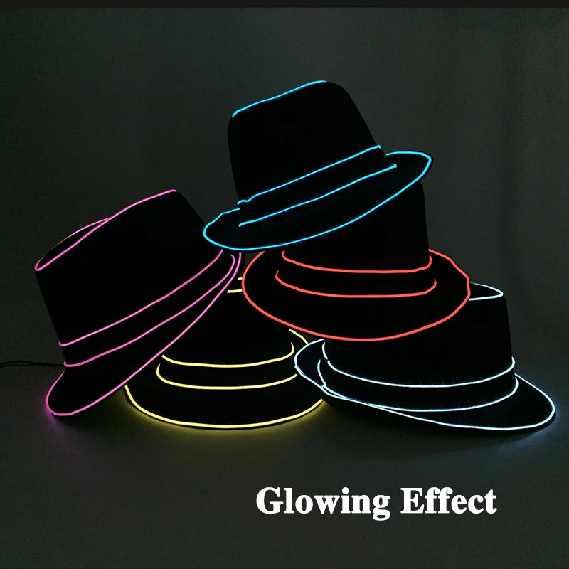 LED Luminous Fedora Hat, Multicolour Rave and Party Hat