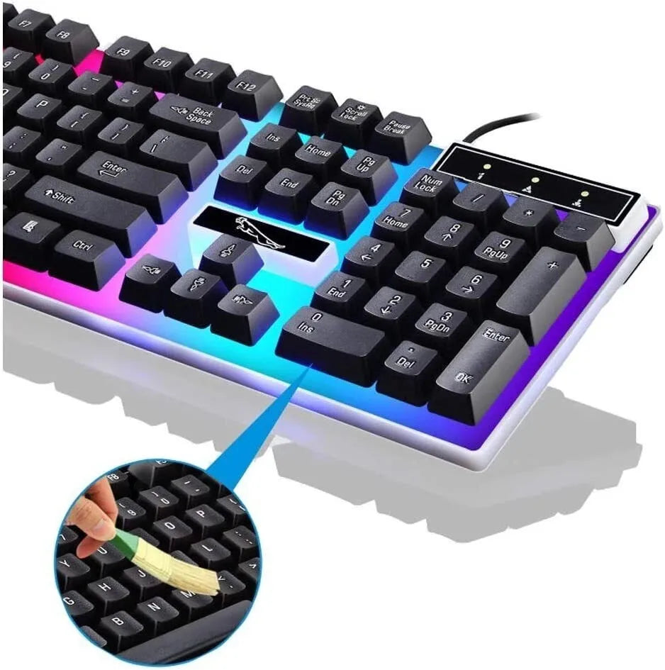 RGB LED Gaming Keyboard and Mouse Set, USB, for PC, Xbox and PlayStation