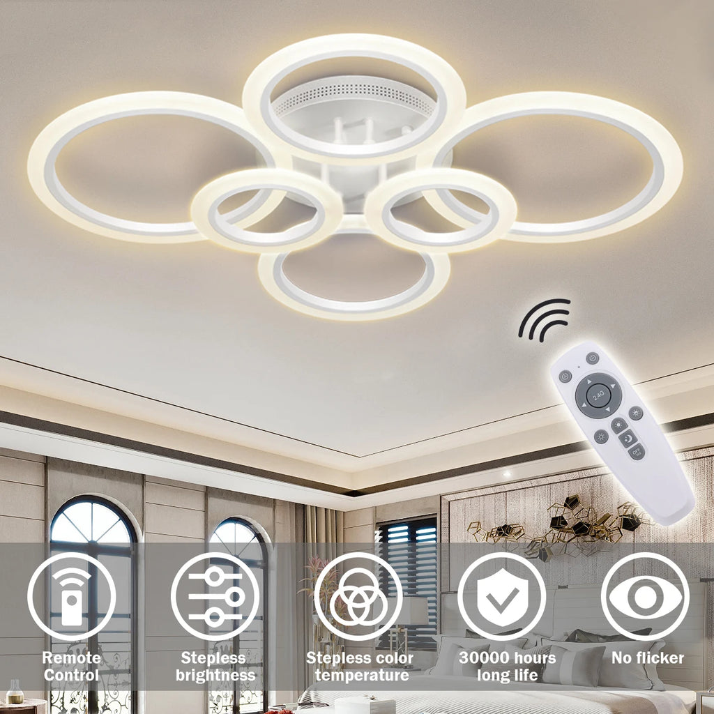 Modern Crystal LED Ceiling Lamp, Adjustable 18W-48W
