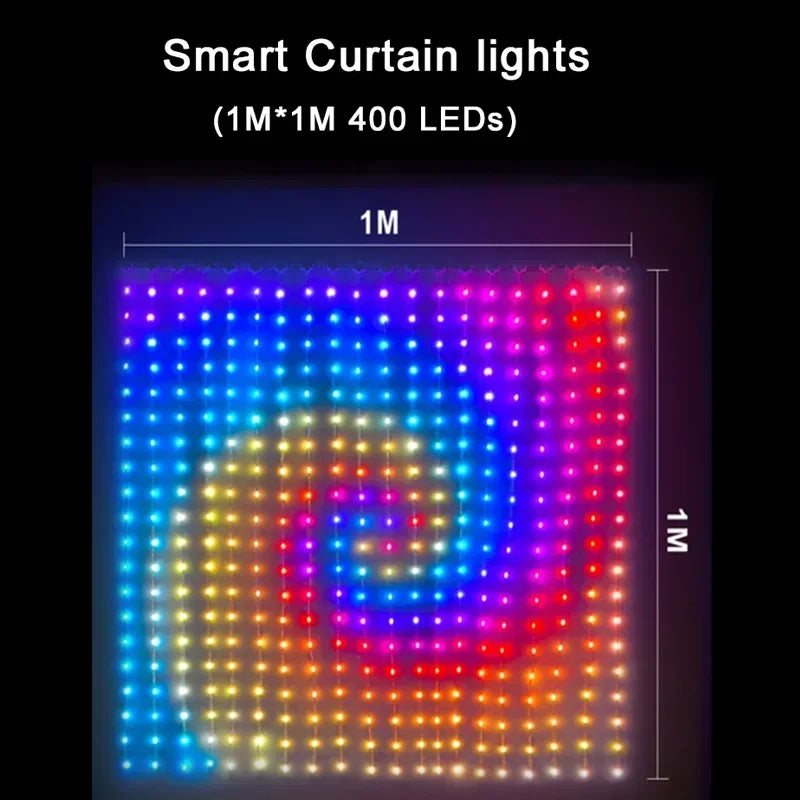 400 LED Smart Curtain Lights, RGB Fairy String Lights
