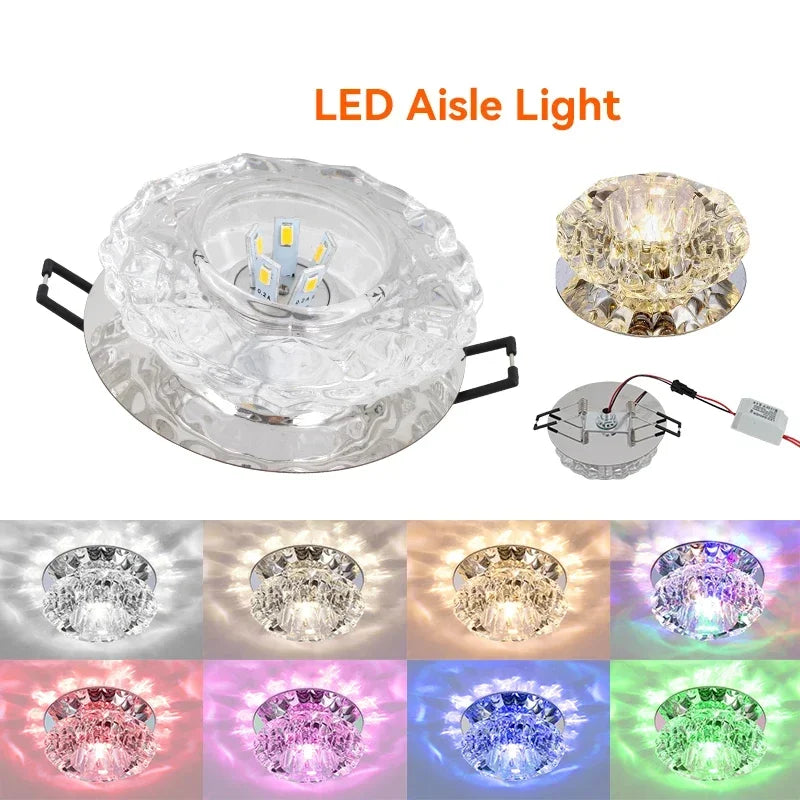 LED Crystal Embedded Ceiling Light for Hallways and Balconies