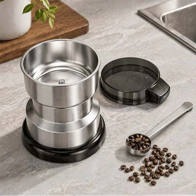 200W Electric Coffee Grinder, UK Plug, Stainless Steel Spice Mill with Clear Lid