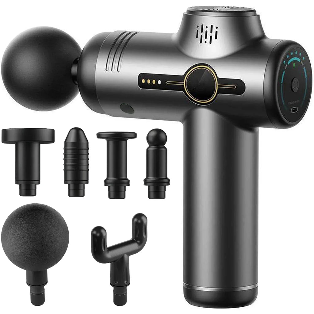Mini Massage Gun, Ultra Quiet 3200 RPM, 6 Speeds and 6 Heads, Rechargeable