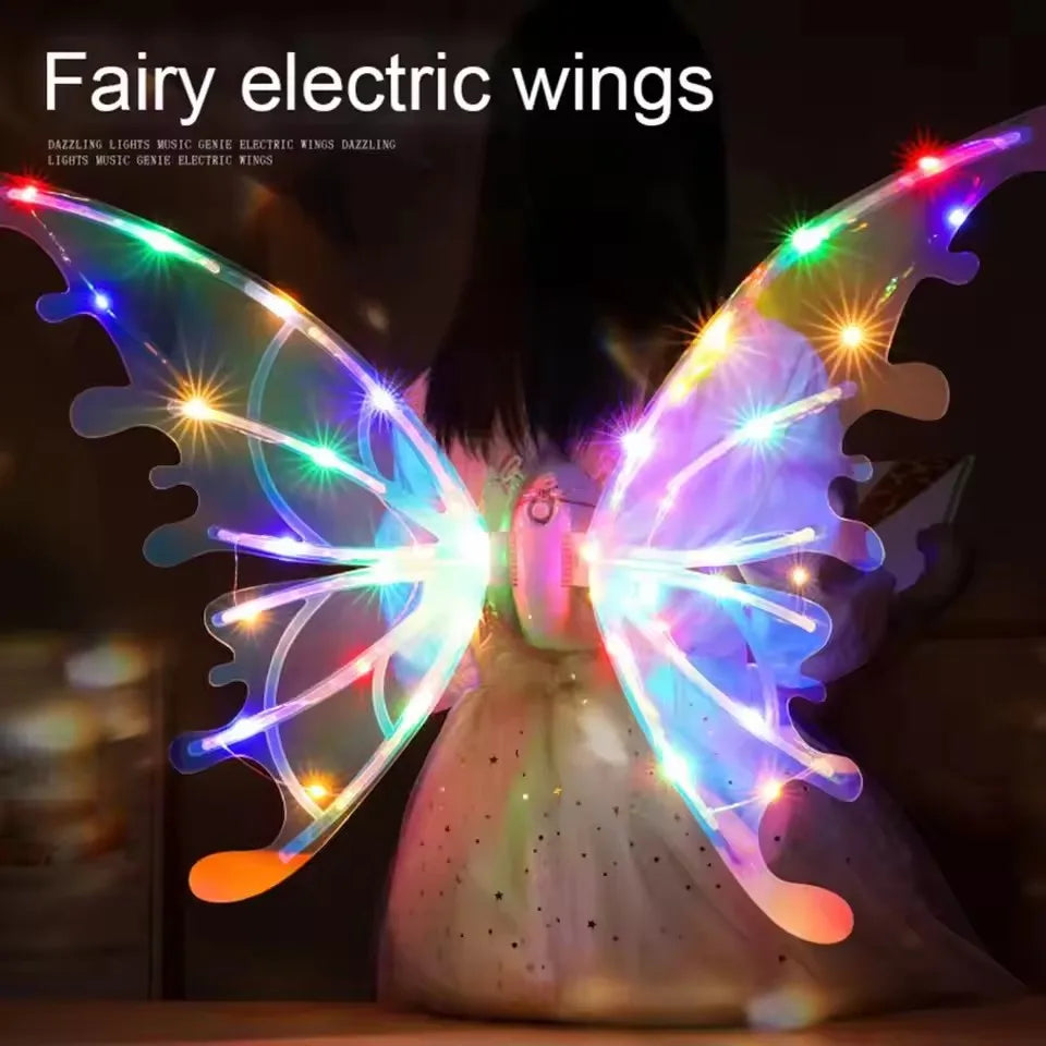 Electric Butterfly Wings Toy with Music and Lights, Moving Fairy Wings for Kids