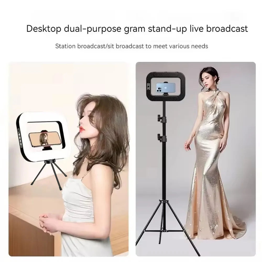 Handheld Ring LED Fill Light, Rechargeable, Desktop Selfie Light