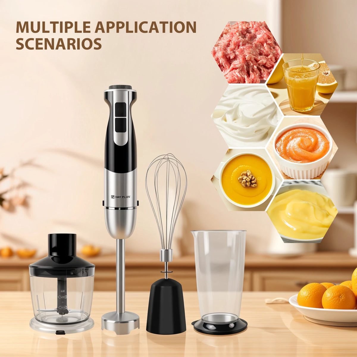 Electric Hand Stick Blender, 12 Speeds, Handheld Food Chopper and Mixer