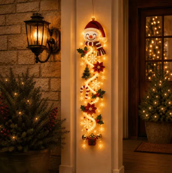 Glowing Christmas Door Hanger, Large Lighted Tree