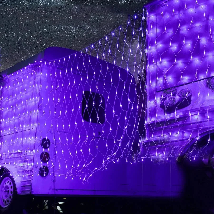 Purple LED Net Fairy Lights, 200cm, Halloween and Christmas