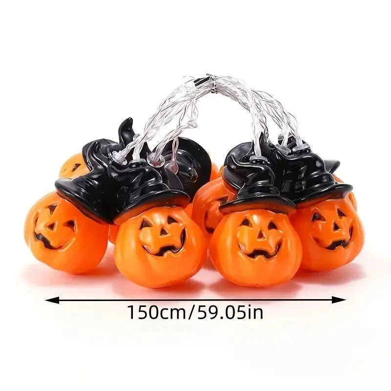 Halloween Pumpkin Fairy Lights, Battery Powered, 10 LED, Warm White
