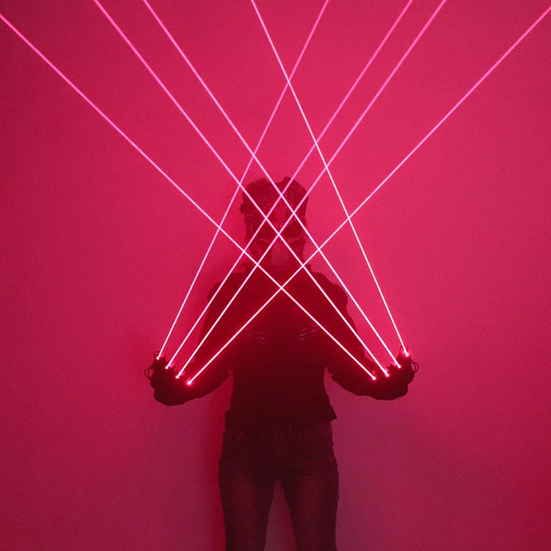 650nm Red Laser Gloves, 4-Piece Palm Laser Set for DJ, Club and Stage Shows