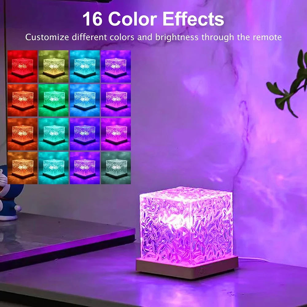 RGB Ocean Wave Projection Night Light, Rechargeable, Remote Control