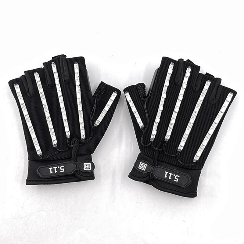 Rechargeable LED Glowing Gloves, Colour-Changing Pair for Stage and Parties