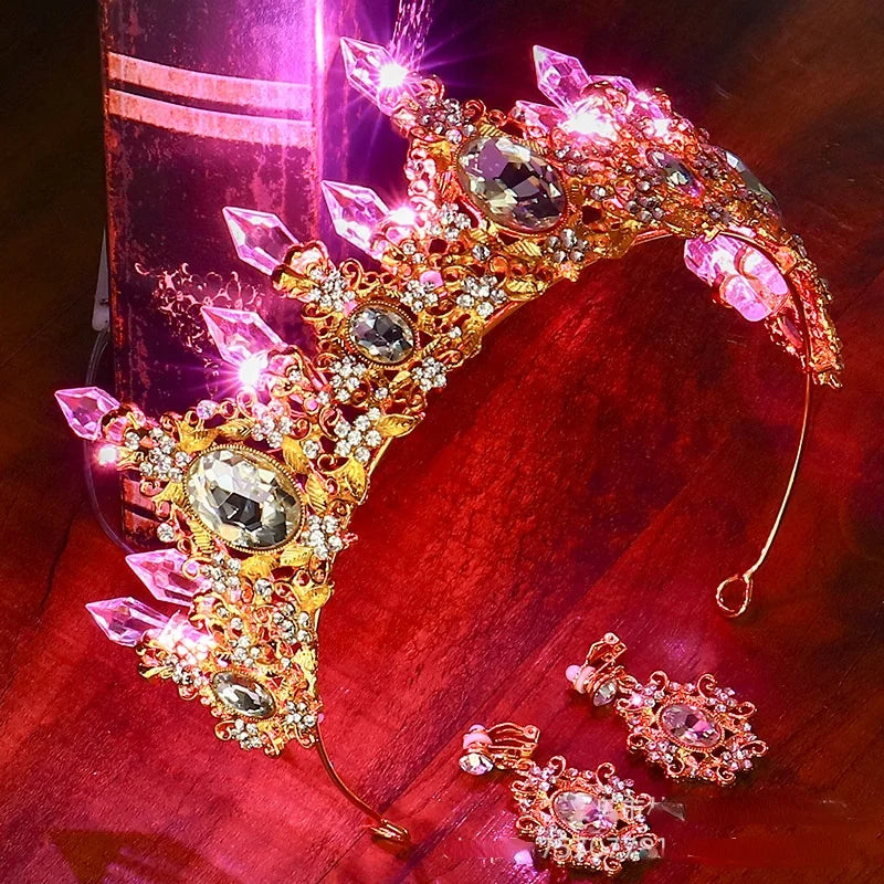 Glow Bride Crown Tiara, LED Light-Up Rhinestone Hair Accessory