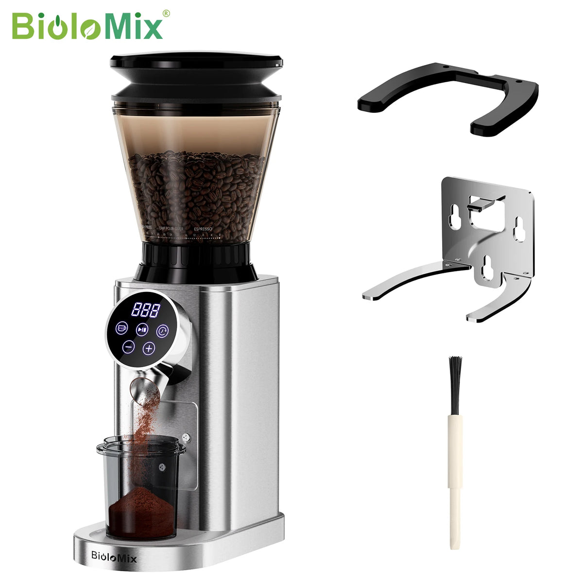Electric Conical Burr Coffee Grinder, 48 Grind Settings, Removable Holder
