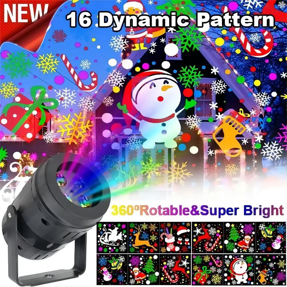 16 pattern Christmas projector light