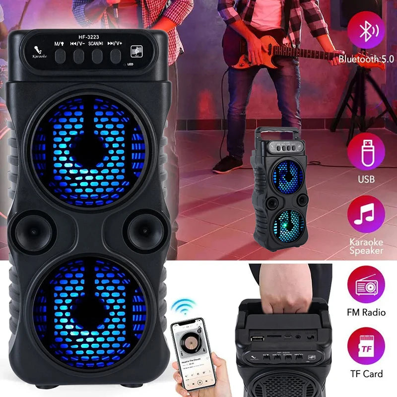 3 Inch Portable Dual Stereo Bluetooth Speaker, USB Powered, Subwoofer Bass