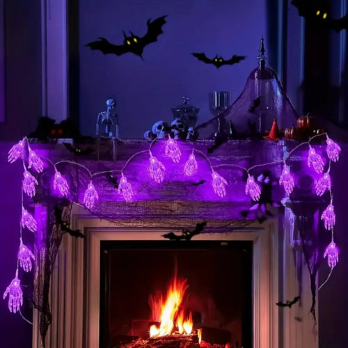 20 LED Halloween Skeleton Hand String Light, Battery Powered