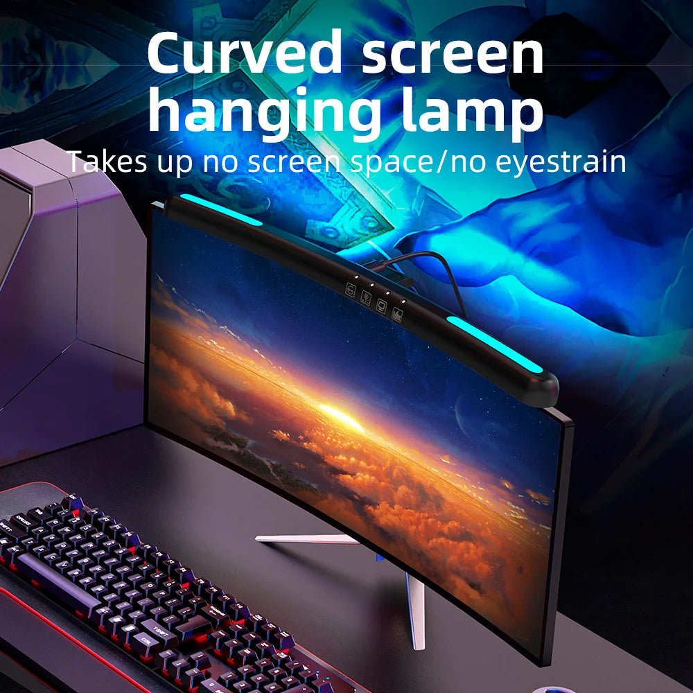 USB RGB Monitor Light Bar, Stepless Dimming, Screen Hanging