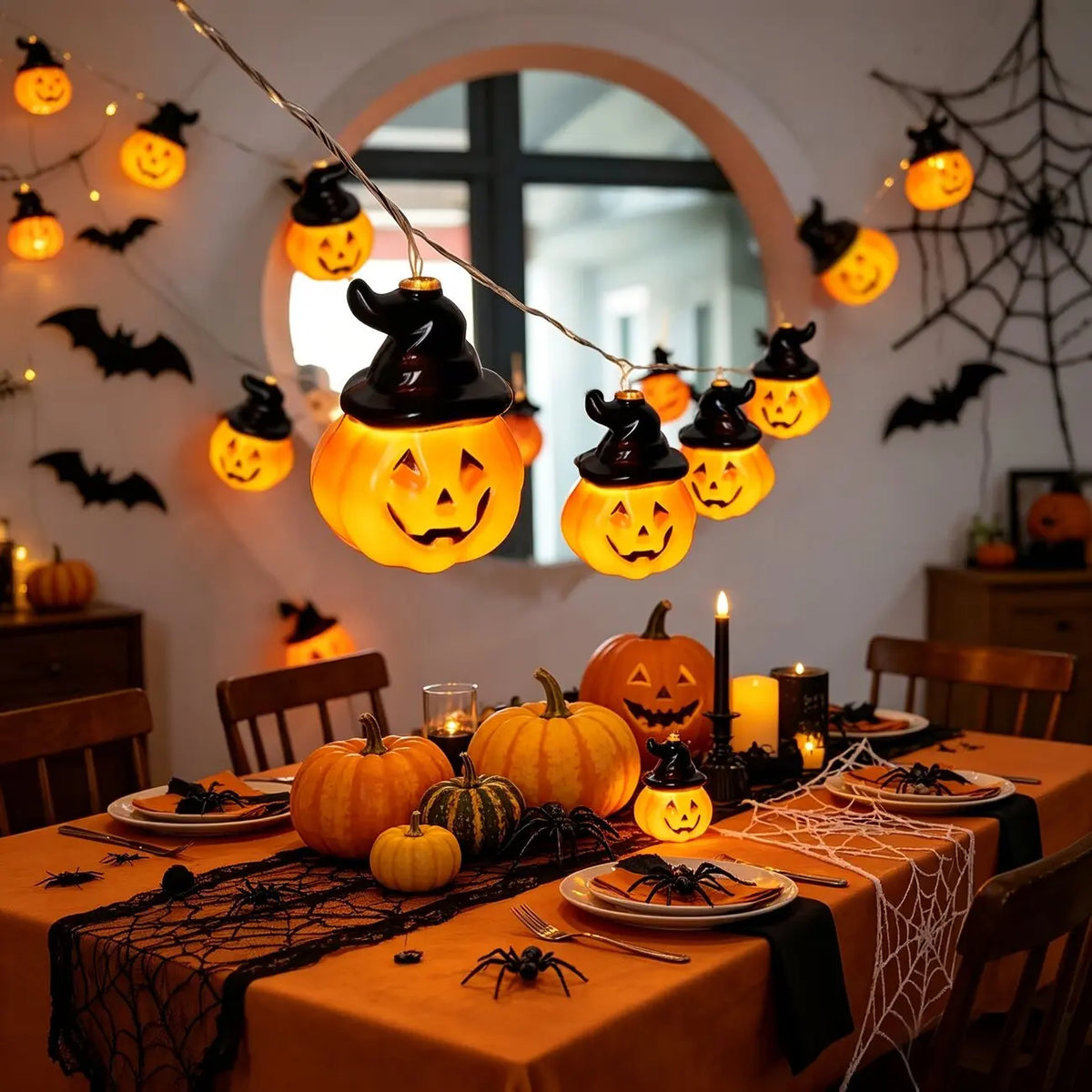 Halloween Pumpkin Fairy Lights, Battery Powered, 10 LED, Warm White