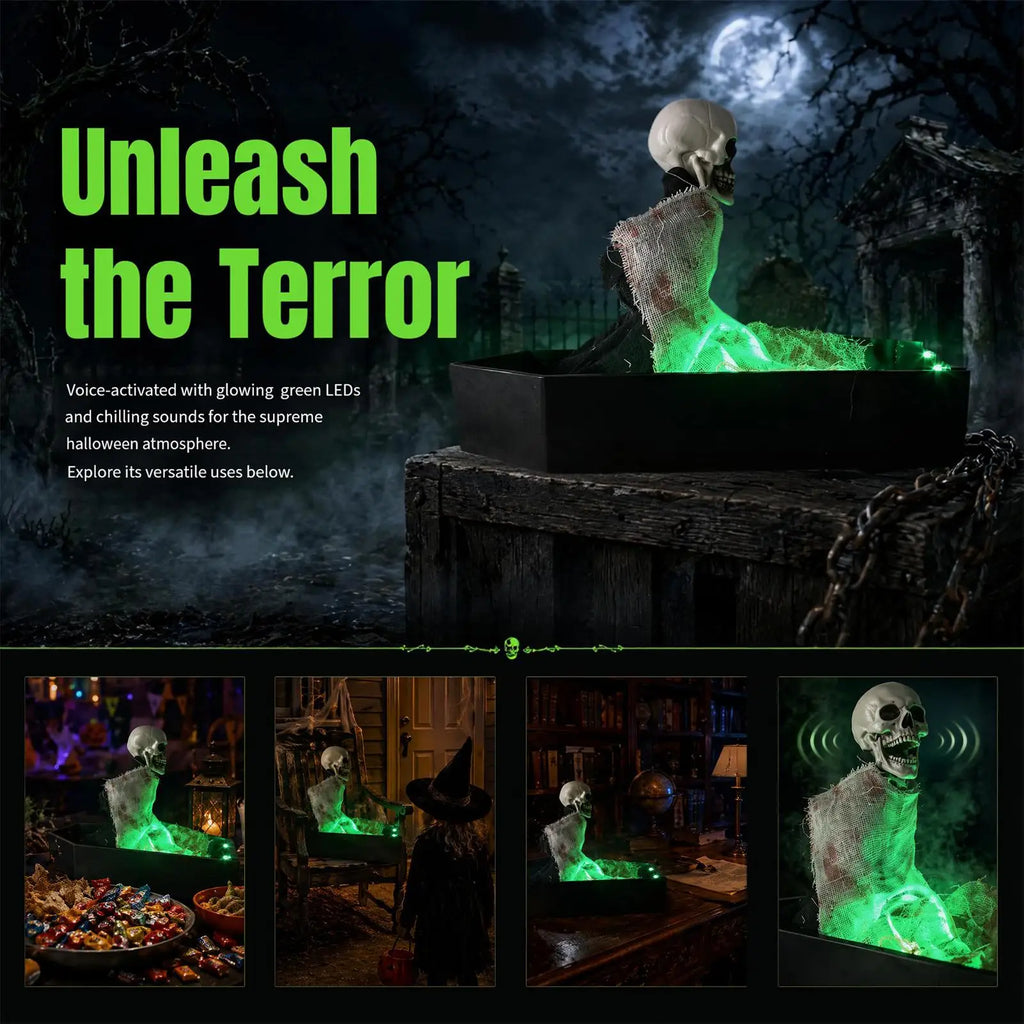 Halloween Voice-Activated Skeleton Figure with LED Lights