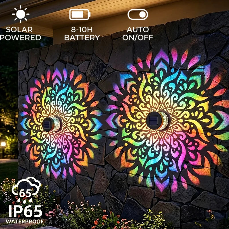 Solar mandala sunflower projector wall light