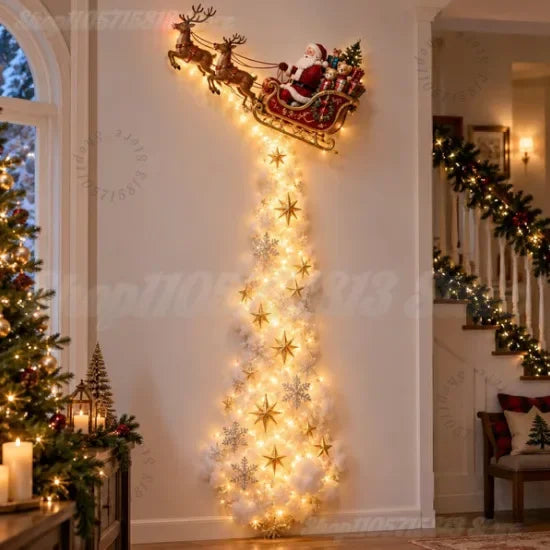 Christmas Magic Trail Wall Light, Santa Sleigh and Reindeer