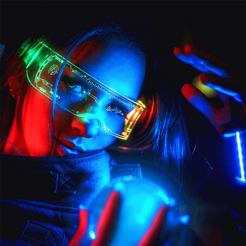 Cyberpunk LED Light-Up Glasses, Unisex Glowing Eyewear
