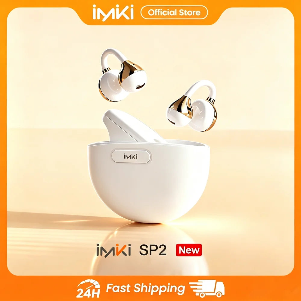 Clip-On Open-Ear Bluetooth 5.4 Earbuds with 4 Mics & ENC