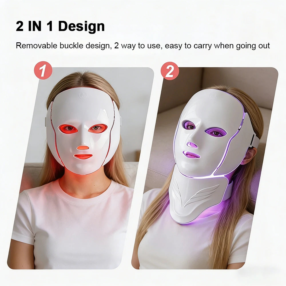 Wireless 7-Colour Photon LED Face and Neck Beauty Mask