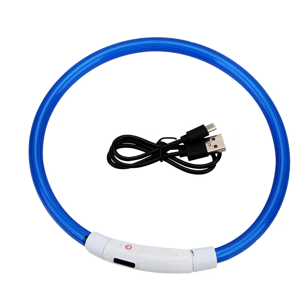 USB Rechargeable LED Dog Collar, Night Safety Flashing Glow
