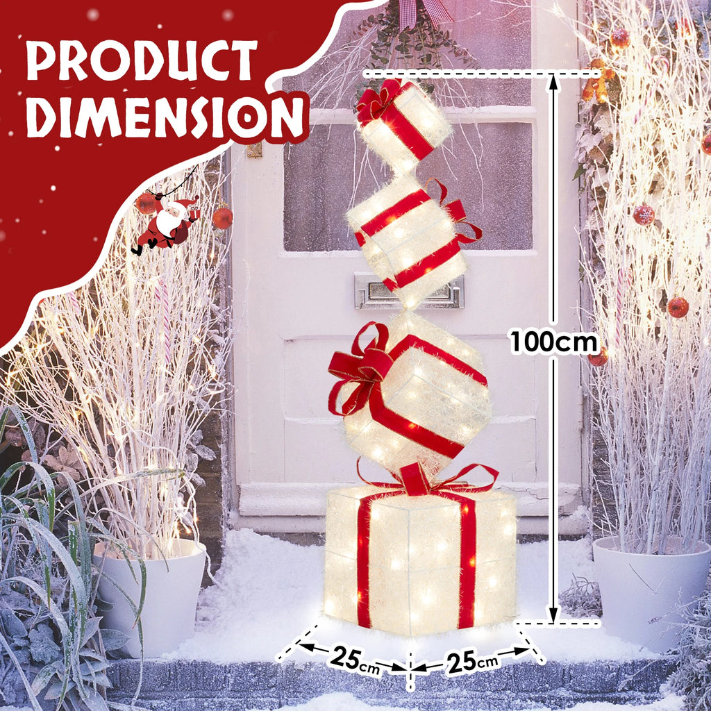 Lighted gift box tower