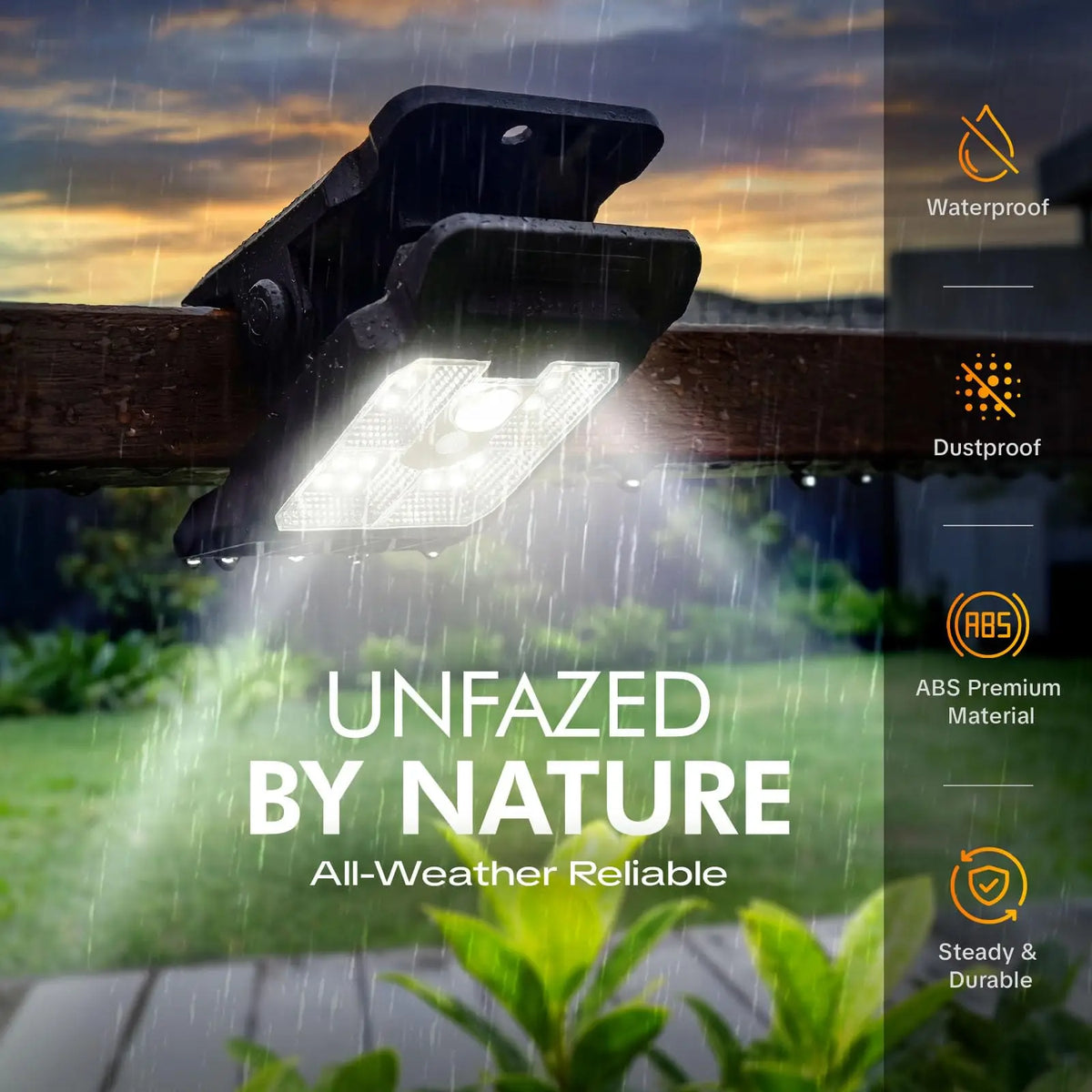 Solar Motion Sensor Clip-On Security Light, Waterproof