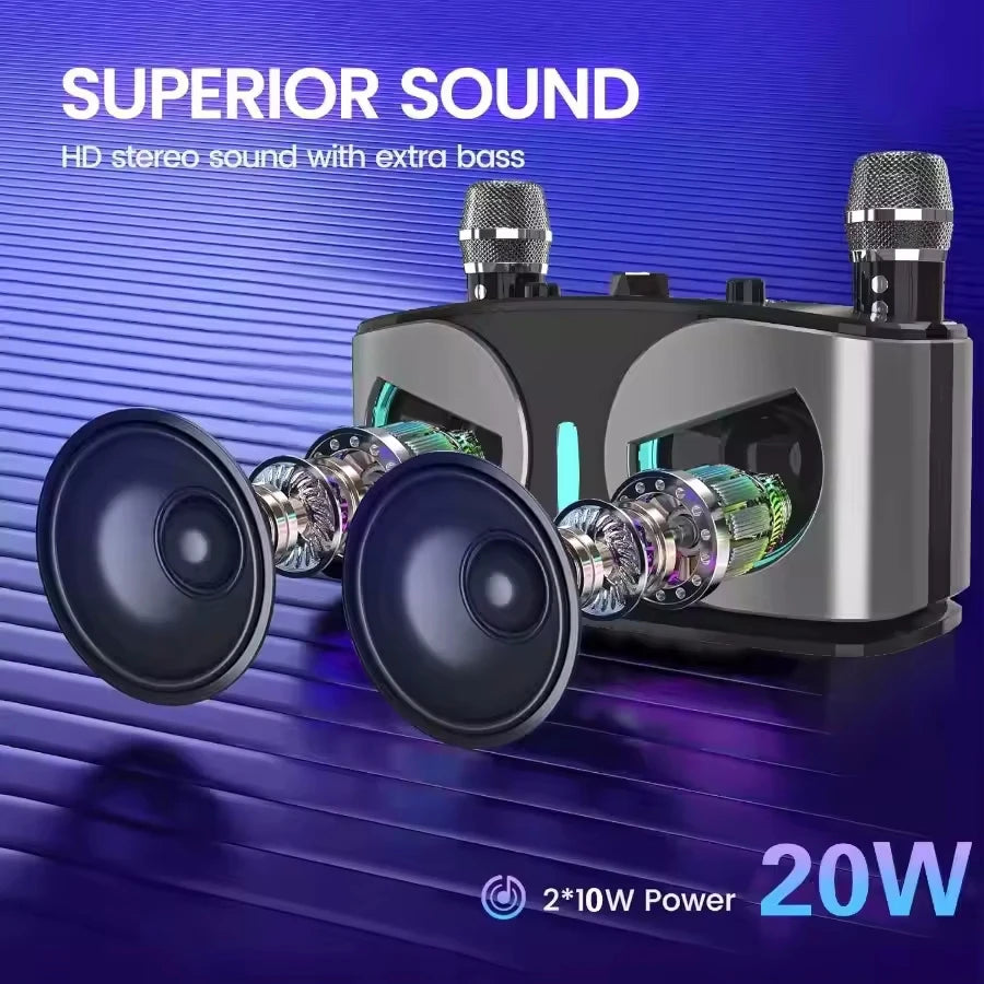 Portable Bluetooth Karaoke Speaker with Microphone, 20W