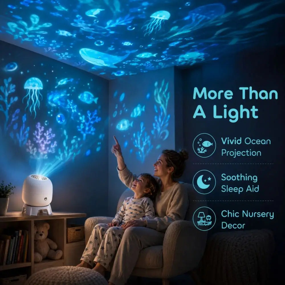 360° Rotating Ocean Projector Lamp, Flexible Neck