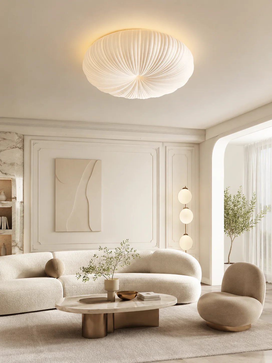 Cream pumpkin LED ceiling light