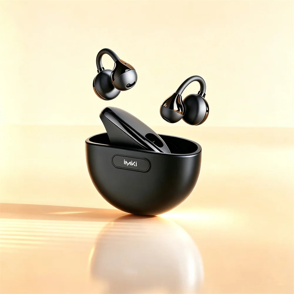 Clip-On Open-Ear Bluetooth 5.4 Earbuds with 4 Mics & ENC