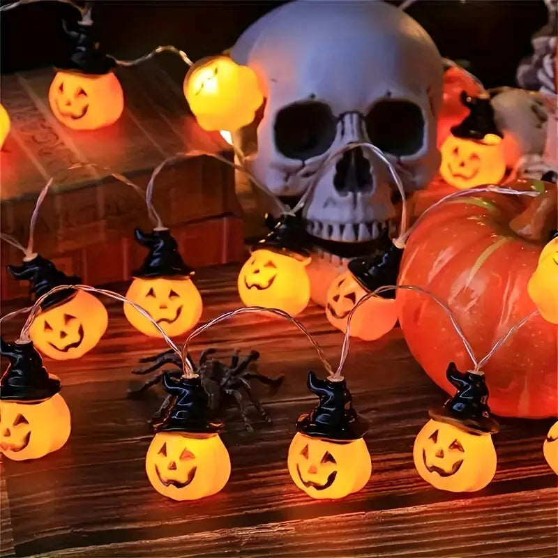 Halloween Pumpkin Fairy Lights, Battery Powered, 10 LED, Warm White