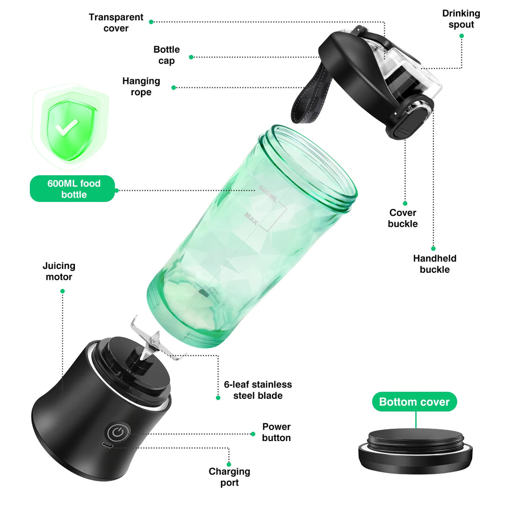 Portable Smoothie Blender Juicer for Ice and Frozen Fruit
