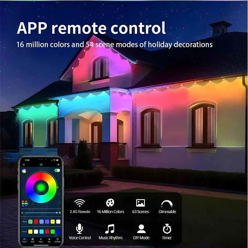 Permanent Outdoor RGB Eaves Lights, Bluetooth, Music Sync, IP67
