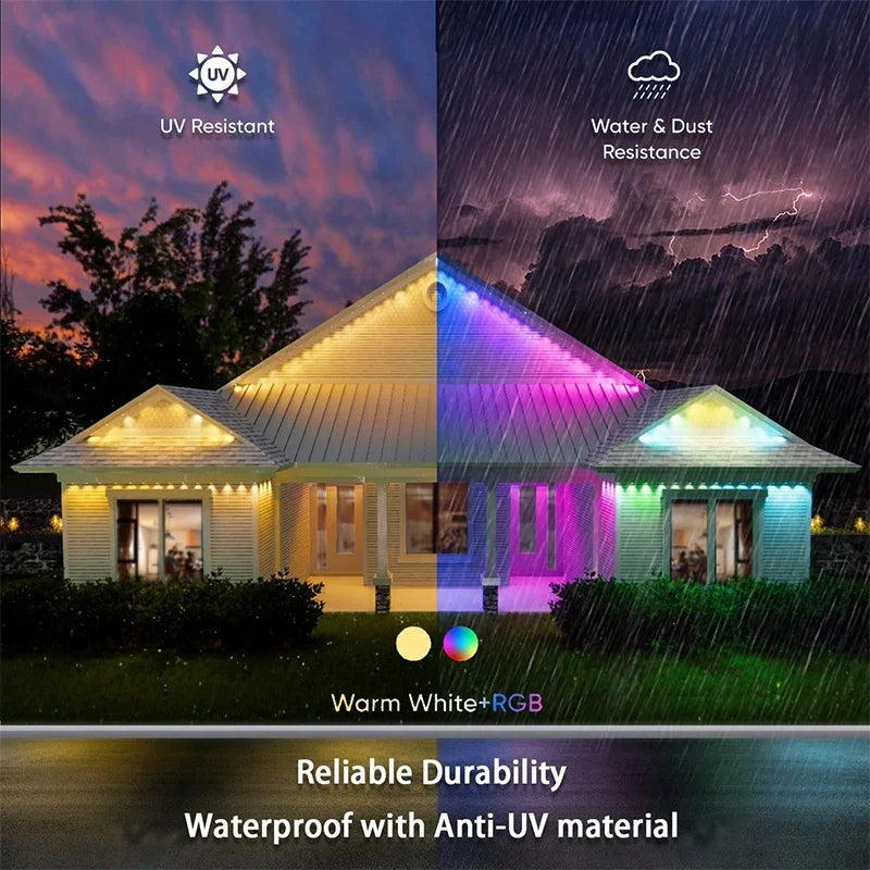Permanent Outdoor RGB Eaves Lights, Bluetooth, Music Sync, IP67