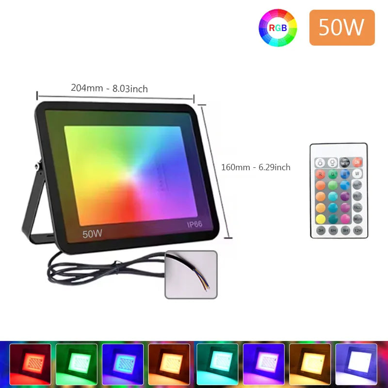 RGB LED Floodlight Spotlight, 50W/100W, 220V, IP66