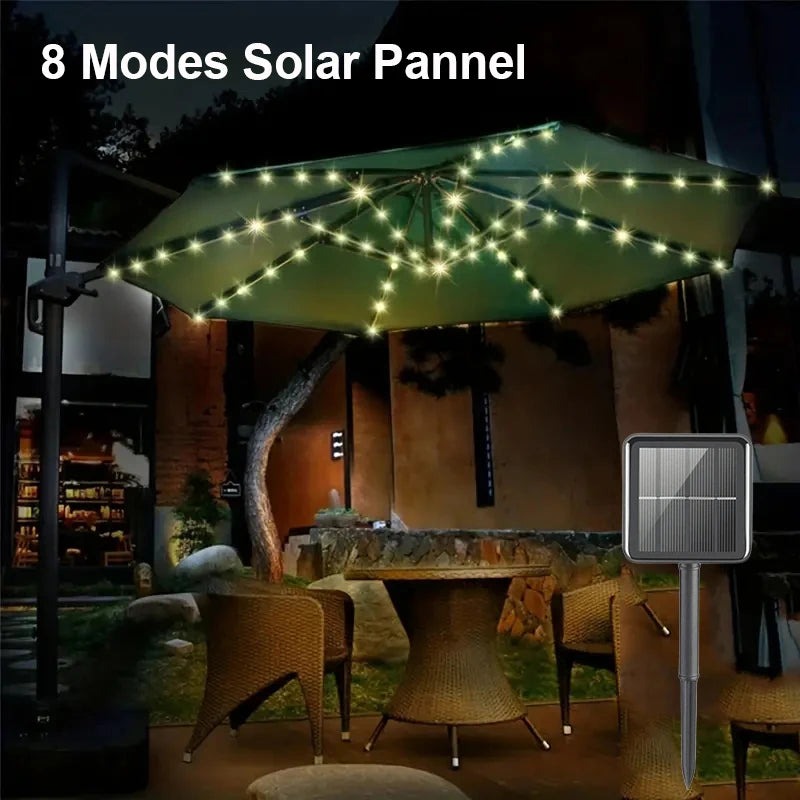 Solar umbrella string lights