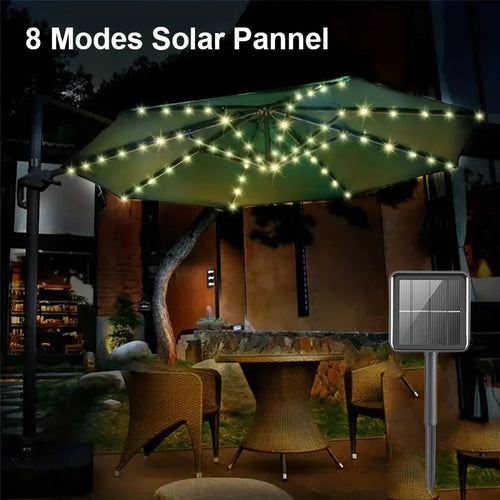 Solar umbrella string lights