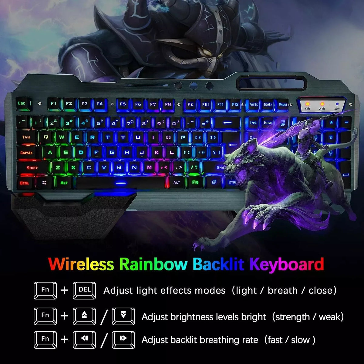 Wireless RGB gaming keyboard and mouse set
